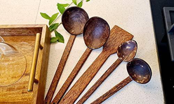 Coconut Shell Ladles - Serving Spoons (Set of 6)